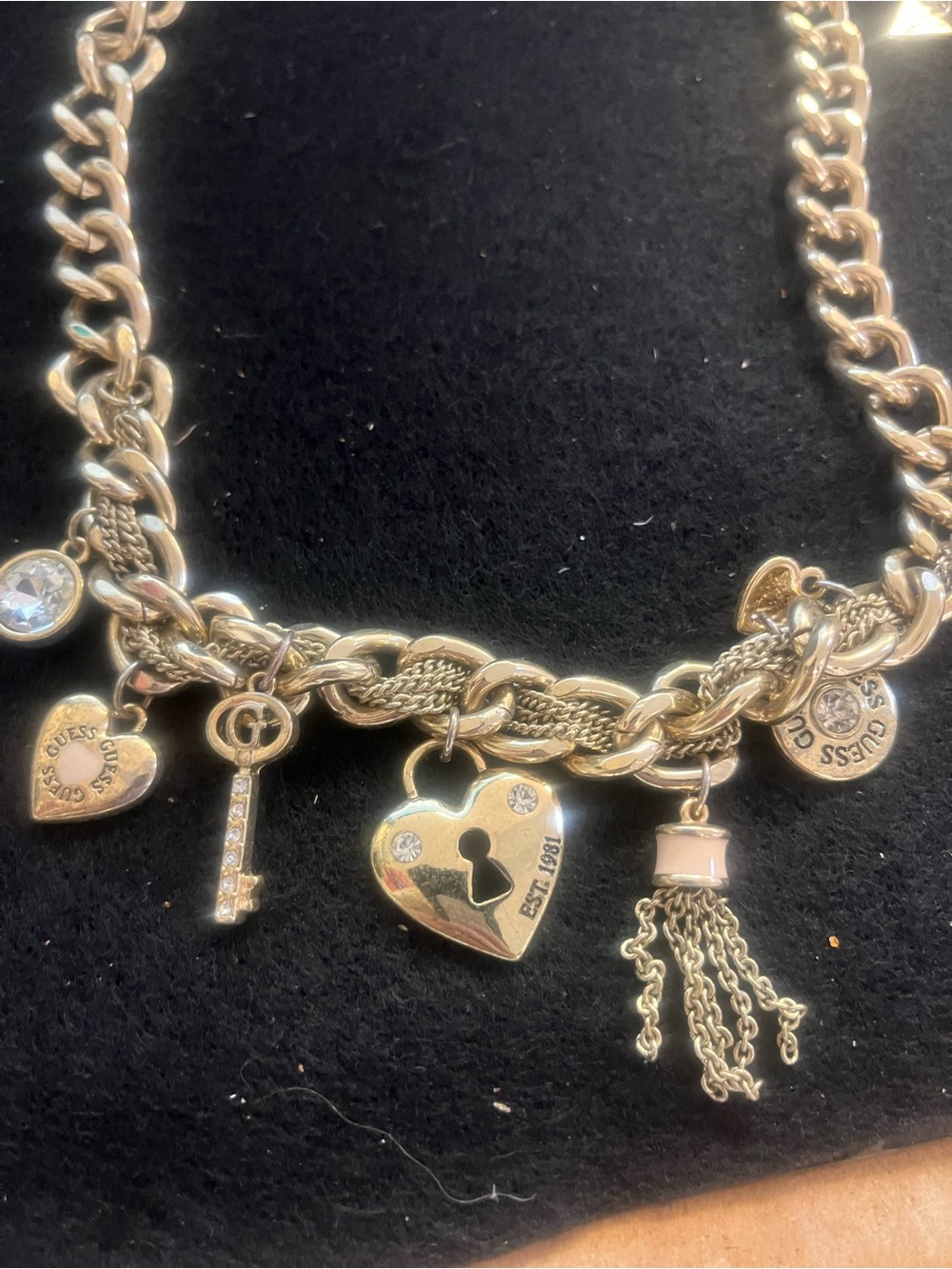Gold-Tone Heart & Key Charm necklace - Gold. By guess 2